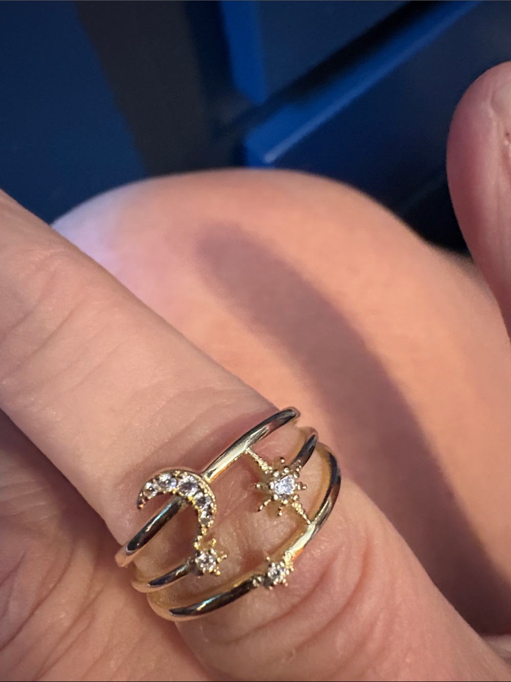 Gold Celestial Stacking Ring Set with Star & Crescent - Picture 4 of 6